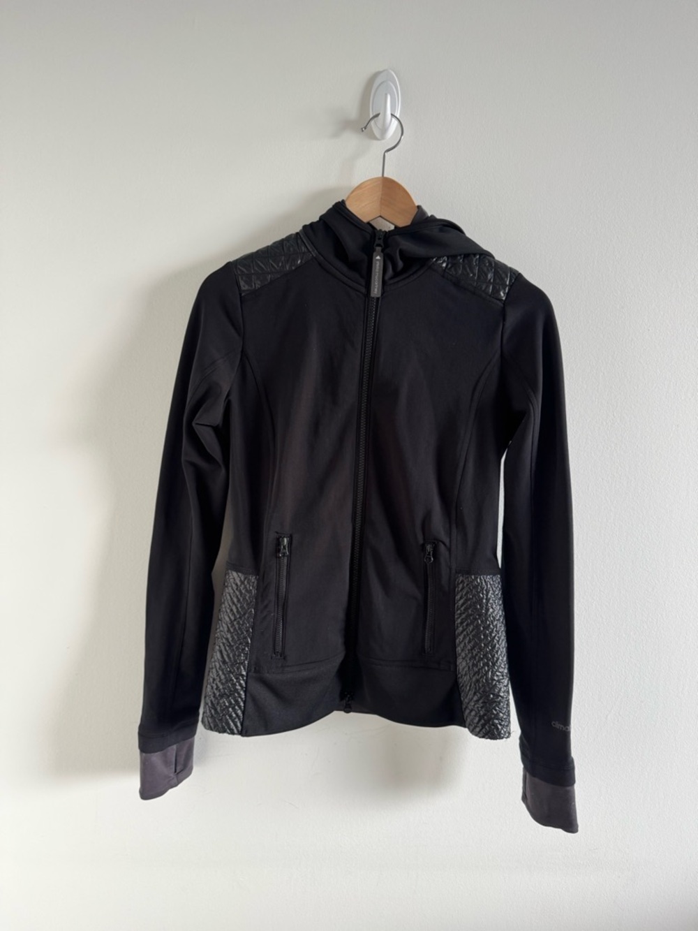 Adidas by Stella McCartney Black Hooded Quilted-Trim Zip Jacket